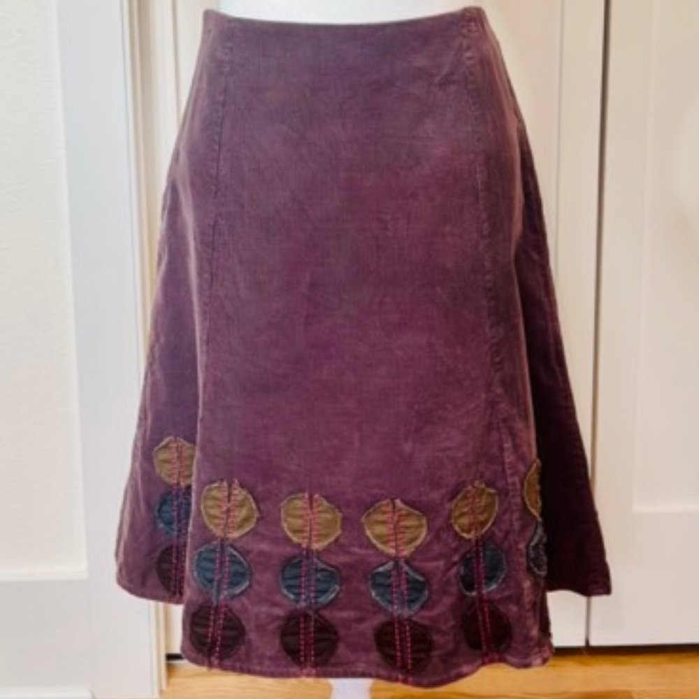 Boden Purple Corduroy A-Line Side Zip Skirt 8